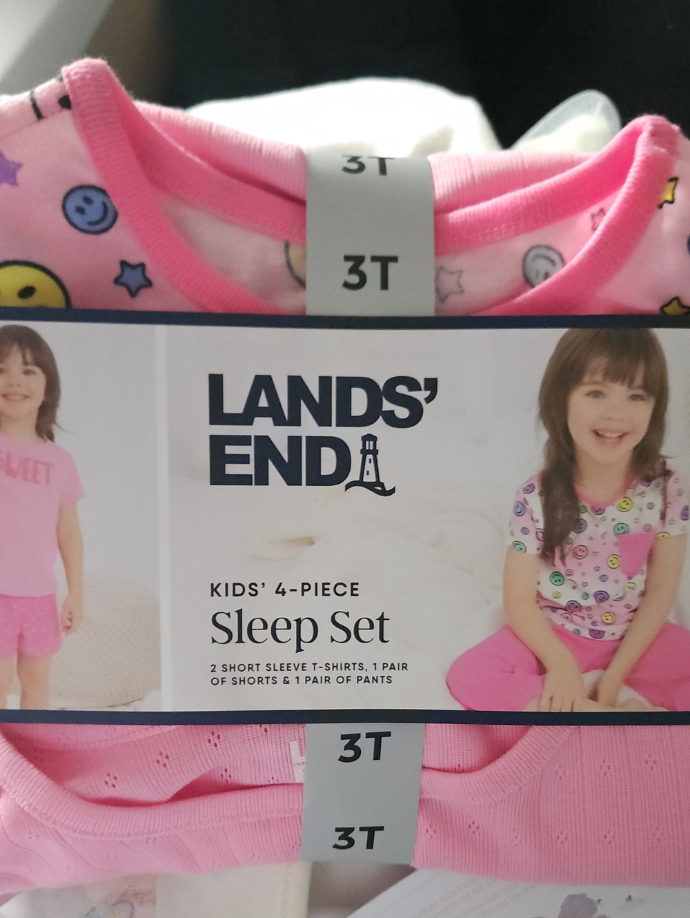 Lands' End Kids' 4-Piece Pink Sleep Set - 3T